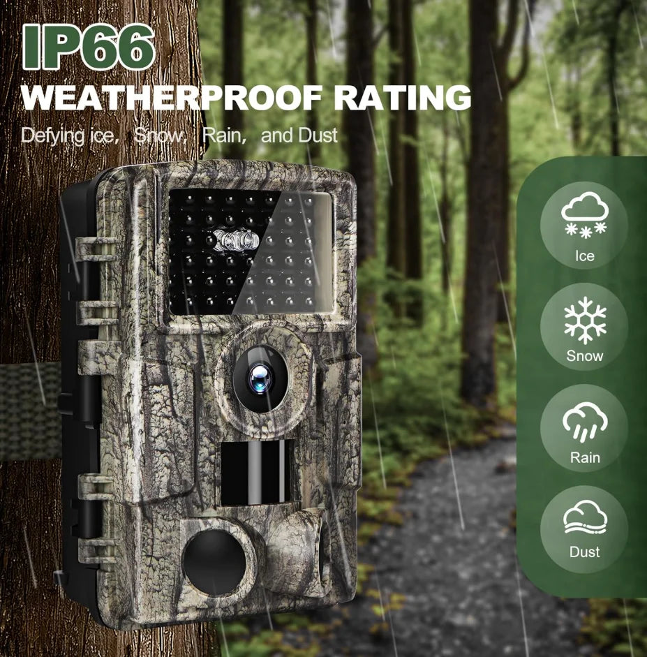 Wildlife Trail Camera Motion Triggered Game Hunting Camera, Bluetooth 4K Infrared Night Vision Outdoor Surveillance Trap Camera, IP66 Waterproof Wildlife Scouting Camera Included 32GB Memory Card