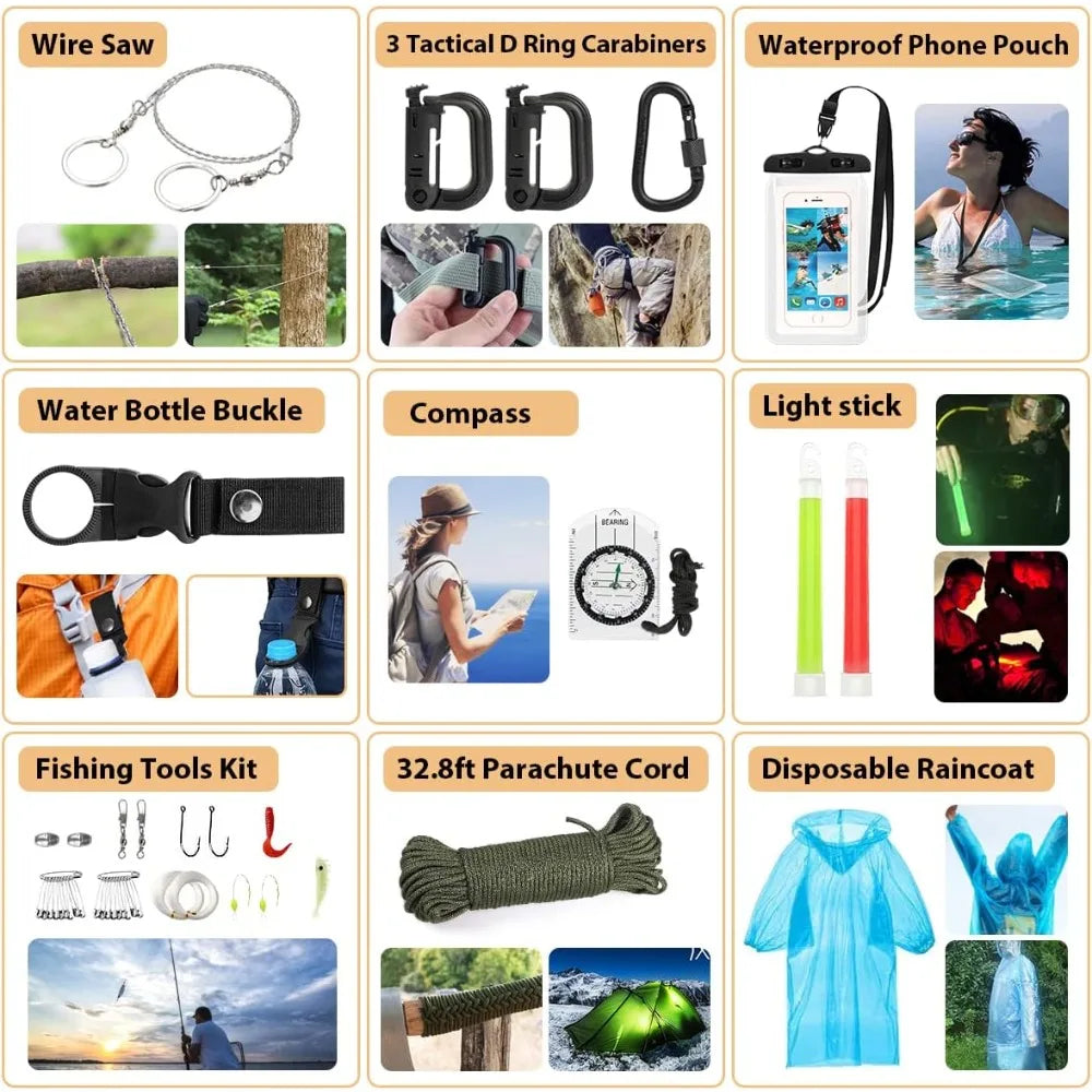 Accessories 250Pcs Survival Gear First Aid Kit with Emergency Tent and Molle Compatible Bag for Outdoor Adventure Hiking Hunting