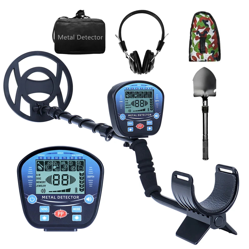 Professional Underground Metal Detector For Adults Waterproof Search Coil High Sensitivity Gold Silver Coin Treasure Hunter Adjustable Length Stem LCD Display Disc Mode Outdoor Beach Garden Archaeological Metal Detecting Equi