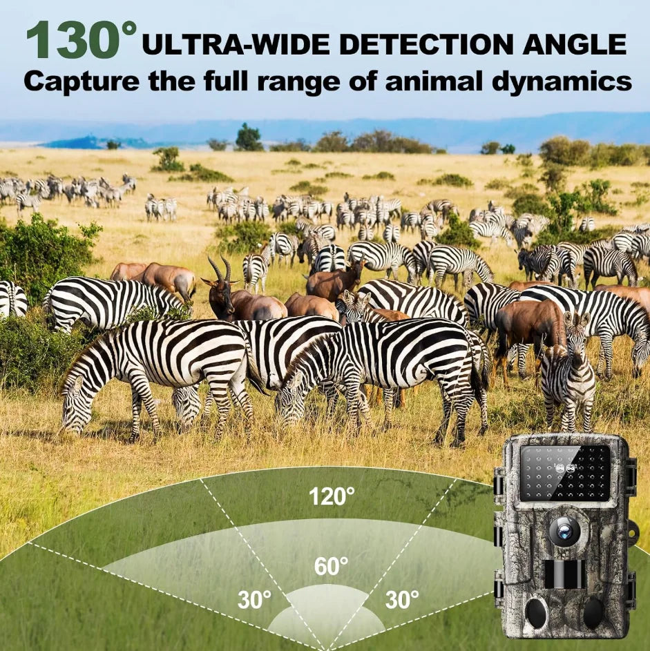 Wildlife Trail Camera Motion Triggered Game Hunting Camera, Bluetooth 4K Infrared Night Vision Outdoor Surveillance Trap Camera, IP66 Waterproof Wildlife Scouting Camera Included 32GB Memory Card
