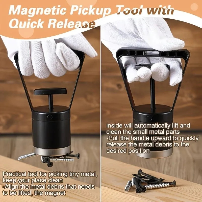 Quick-Release Magnetic Pickup Tool, 8-Pound Capacity Handheld Magnetic Mining Tool, Used for Separating Gold Ore and Minerals