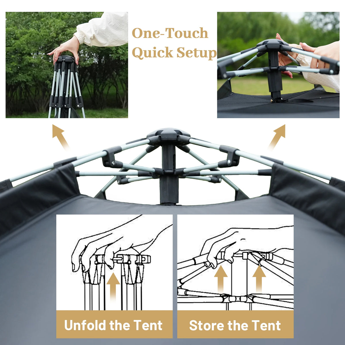 PAKICETUS Dome Camping Tent 2-5 Person Instant Setup 1 Minute Easy Assembly Double Doors Lightweight Portable Backpacking Tent for Outdoor Hiking
