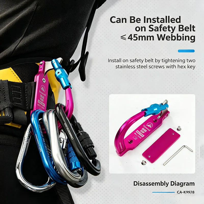 Metal Carry Clip Accessory Holder Clip for Caving and Rock Climbing, Screw Gate Hanging Clip for Hiking Camping and Small Item S
