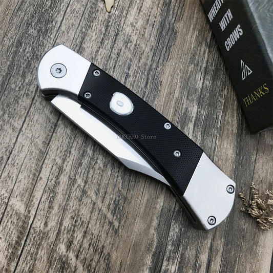 Multi-functional Pocket Knife 2.91-inch D2 Steel Blade Black G10 Handle Portable Outdoor Fruit Folding Knife EDC Camping Hiking Hunting Tactical