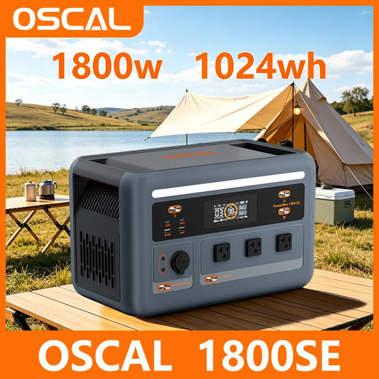 OSCAL PowerMax 1800 SE 1800W Portable Power Station 1024Wh LiFePO4 Battery Solar Generator UPS Fast Charging Smart APP Control Backup Power for Home Emergency Camping RV Off-Grid Outdoor
