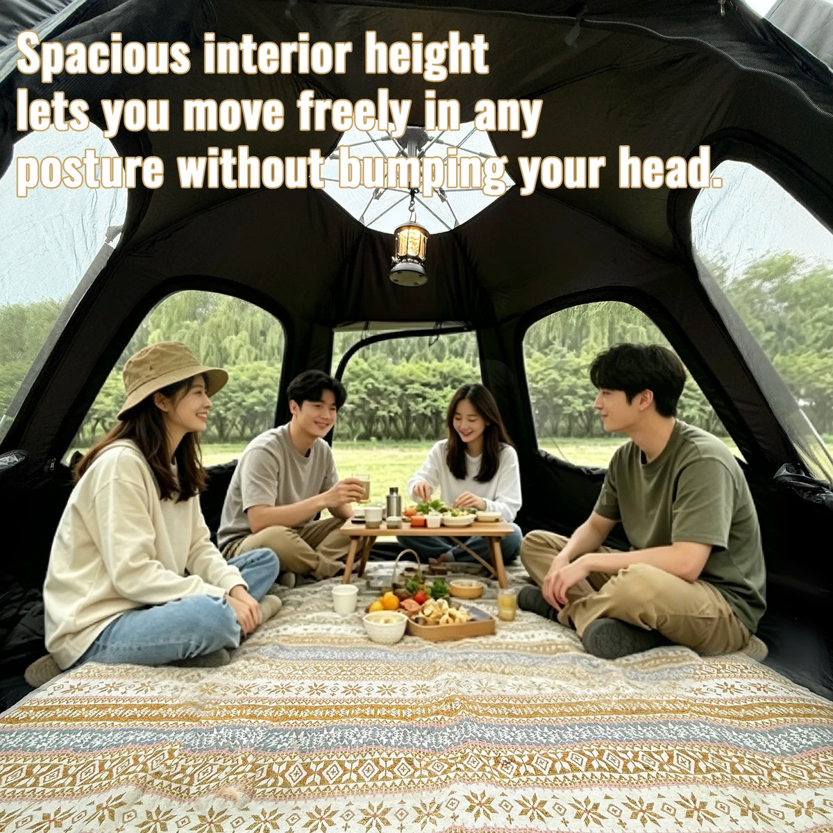 PAKICETUS Dome Camping Tent 2-5 Person Instant Setup 1 Minute Easy Assembly Double Doors Lightweight Portable Backpacking Tent for Outdoor Hiking
