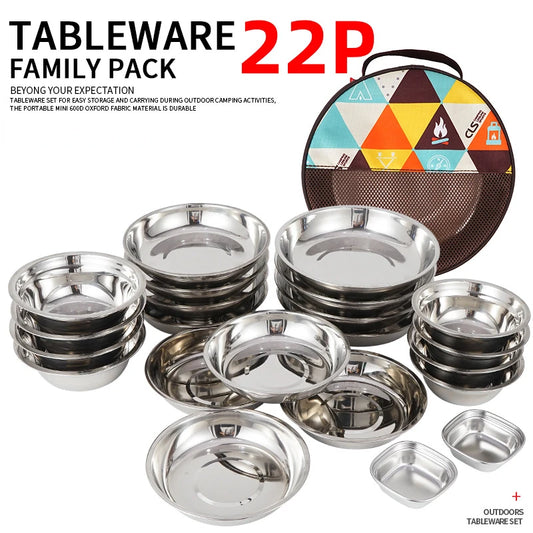 New Camp Cooking Portable Dining Plate Set of 22 Outdoor Camping Tableware Self Driving BBQ Plate Home Soup Pot Bowl Plate Set