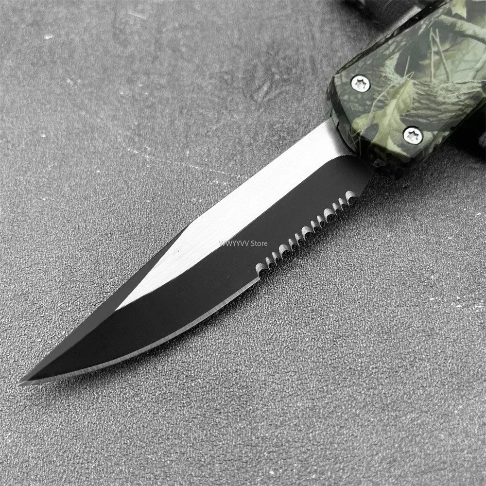 Multi-functional Pocket Folding Knife 440c Blade Green Zinc Alloy Handle with Pocket Clip Portable Outdoor Fruit Knife Camping Fishing Hunting Tool