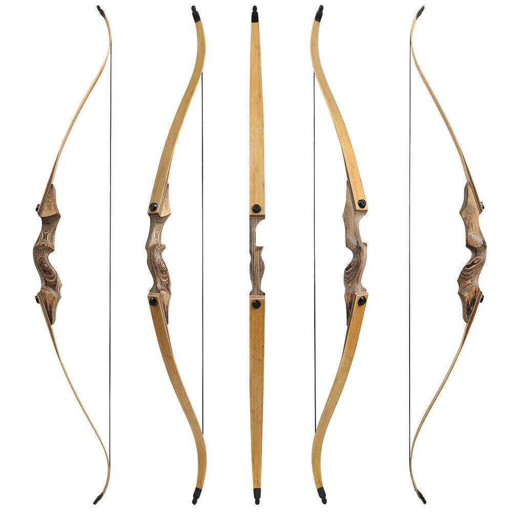60" Takedown Hunting Recurve Bow Set30/45/60lbs Wooden Frame Stable Bamboo Core Limbs All-in-One Arrow Kit Right Hand Adult Archery Gear for Recreational Shooting Competition Training & Outdoor Small Game Hunting