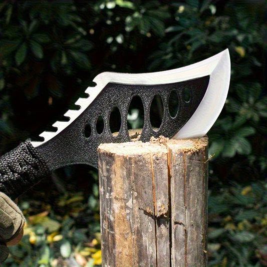 Portable Outdoor Jungle Camping Axe & Knife - Non-Slip Handle, Full Tang Stainless Steel Blade  with Nylon Sheath