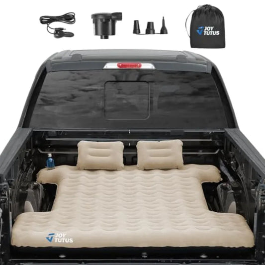 Camping truck bed air mattress for 5.5-5.8 ft short bed, upgraded light version, thickened PVC, gray, built-in cup holder
