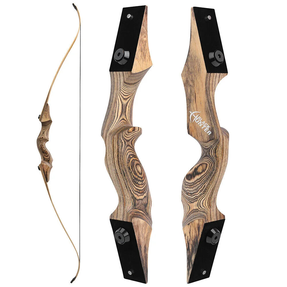 60" Takedown Hunting Recurve Bow Set30/45/60lbs Wooden Frame Stable Bamboo Core Limbs All-in-One Arrow Kit Right Hand Adult Archery Gear for Recreational Shooting Competition Training & Outdoor Small Game Hunting