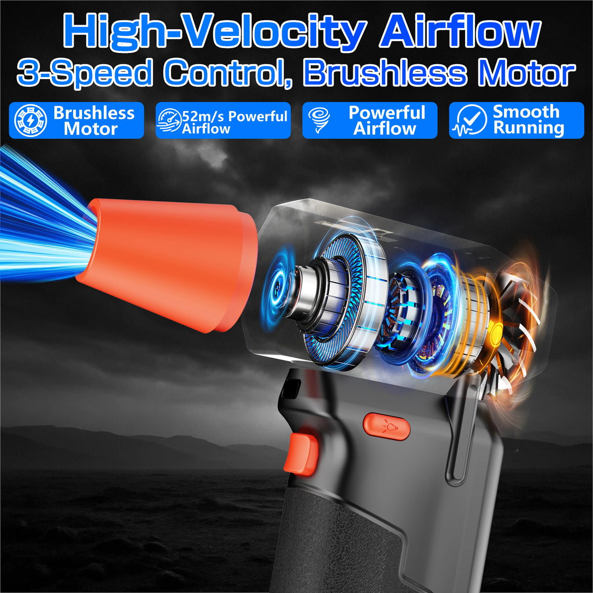Turbo Fan Air Duster Air Blower Electric Dust Collector Hair Dryer Violent Jet Fan Cleaning Tools Universal Auto Accessories for Car Computer Keyboard Home Outdoors Camping
