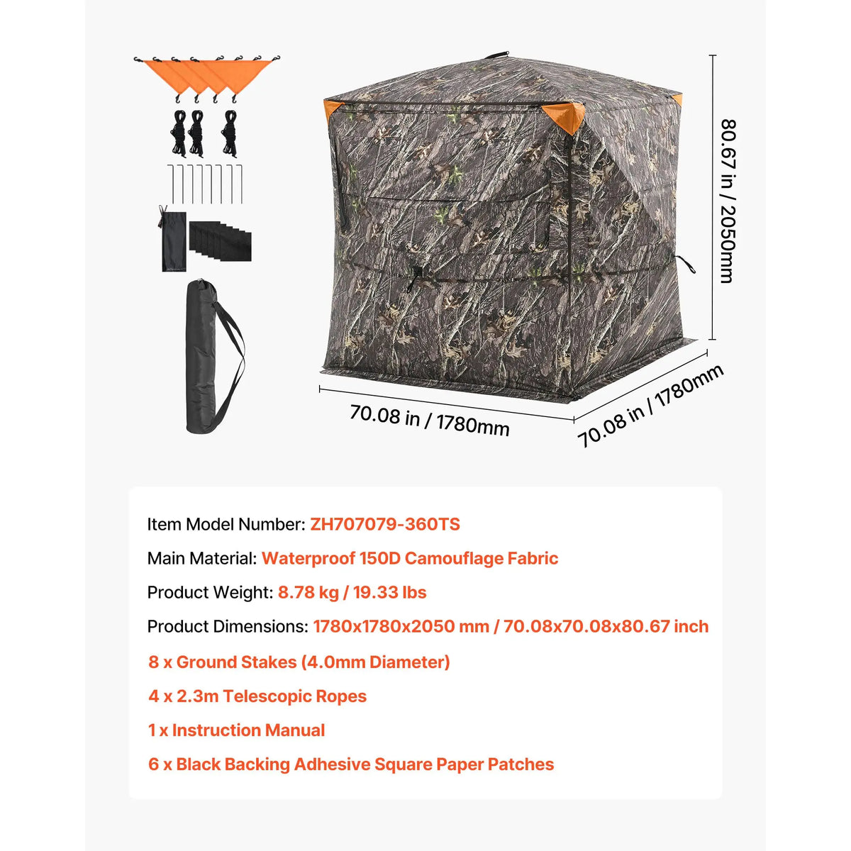 SucceBuy Hunting Blind 2-3 Person See Through Ground Blinds with Carrying Bag Silent Side Door and Window for Turkey and Deer