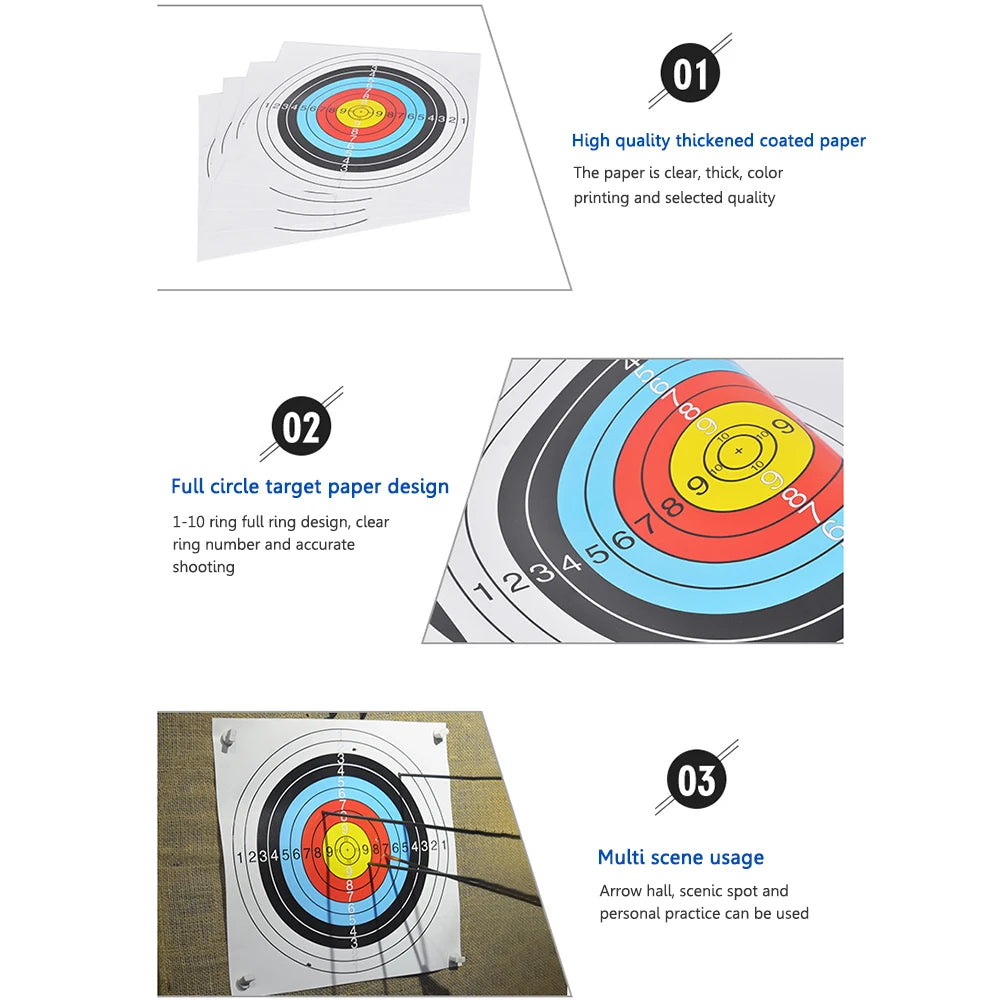10/50Pc 40x40cm Paper Shooting Range Targets Bullseye Archery Practice Training Bow Arrow Darts Papers Hunting Shoot Accessories