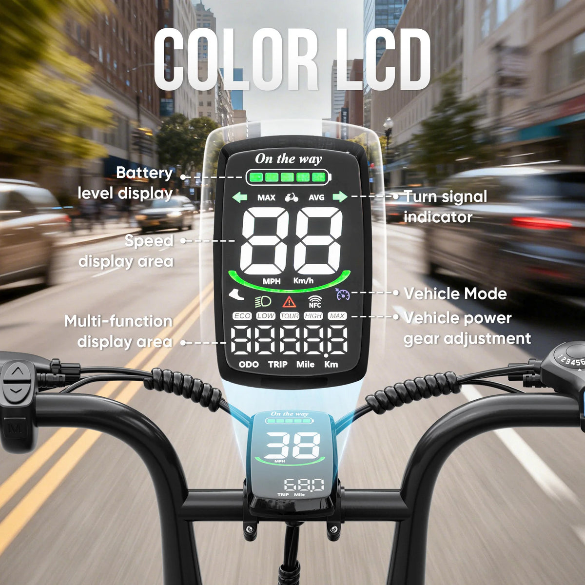 Spacewalk Fat Tire Electric Bike Adults 1500W Peak Motor 28MPH Speed 20x3.0 All Terrain Ebike 48V 13Ah Removable Battery NFC