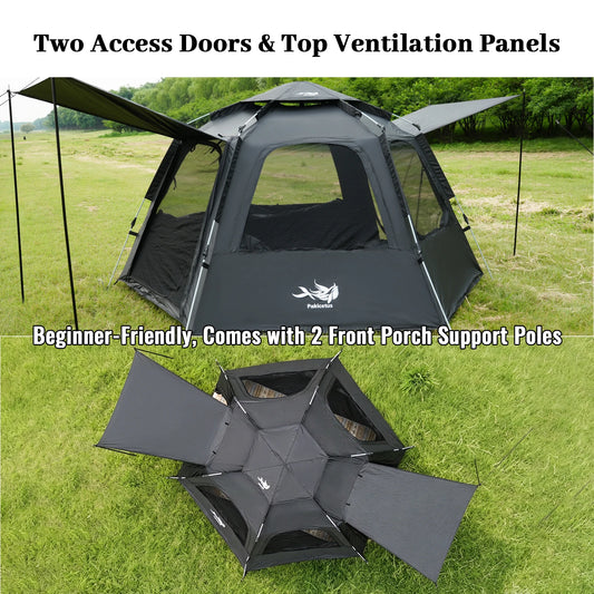 PAKICETUS Dome Camping Tent 2-5 Person Instant Setup 1 Minute Easy Assembly Double Doors Lightweight Portable Backpacking Tent for Outdoor Hiking