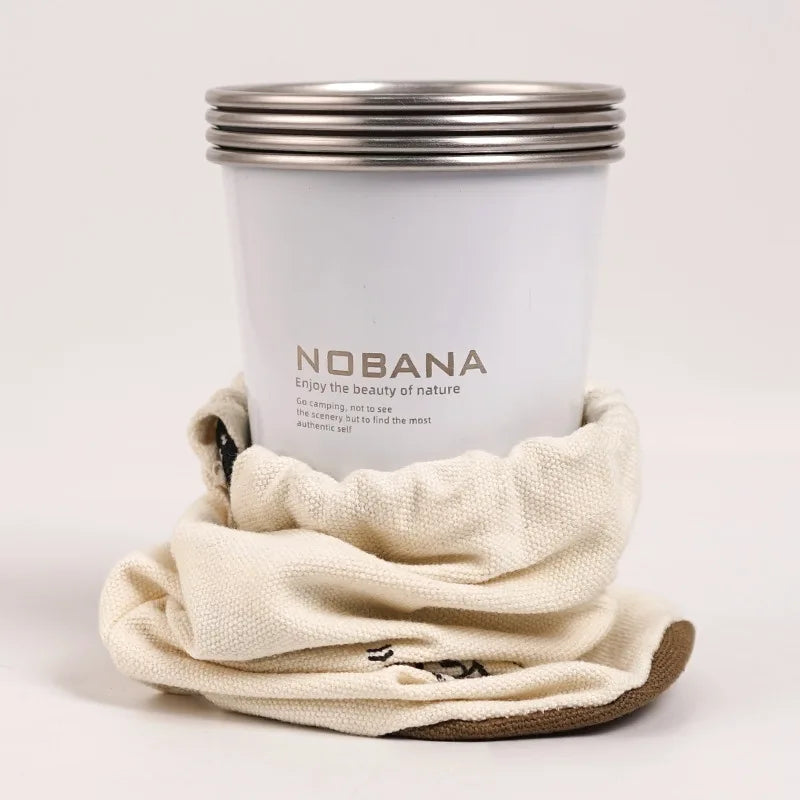 NOBANA New Outdoor Camping Cup 4-piece Set 304 Stainless Steel Cup Camping Picnic Barbecue Beer Water Coffee Cup 350ML