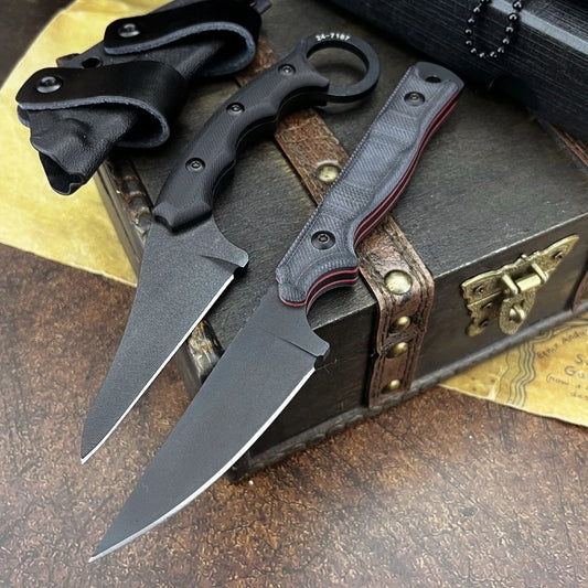 Popular Jungle Fixed-Blade Knife (with Sheath) 8Cr13Mov Blade, G10 Handle, Outdoor Pocket Camping Knife, Multi-Purpose Cutting Tool for Hiking, Exploration, and Rescue
