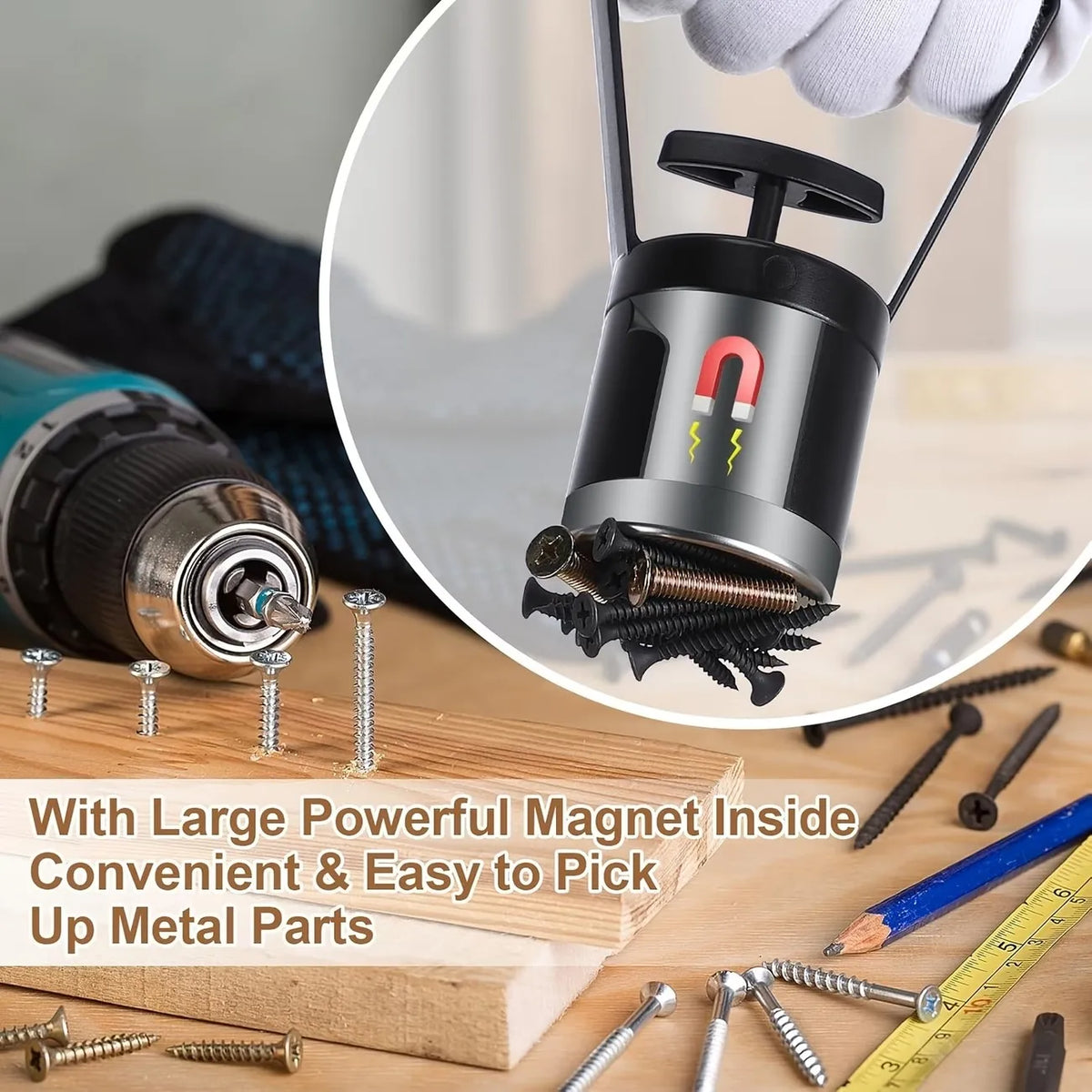 Quick-Release Magnetic Pickup Tool, 8-Pound Capacity Handheld Magnetic Mining Tool, Used for Separating Gold Ore and Minerals