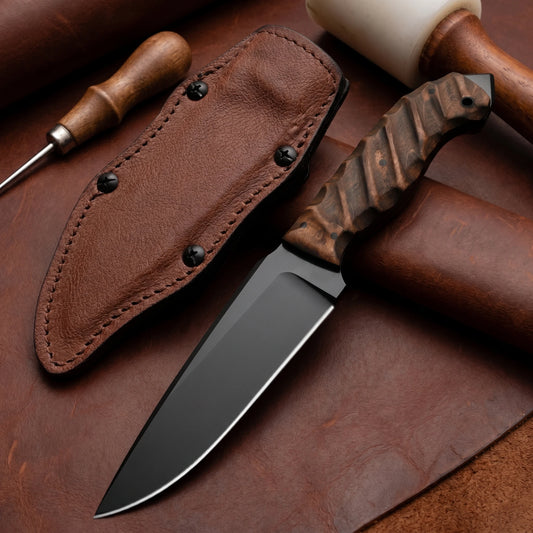 High End Craftsmanship Forging Stainless Steel Straight Knife, High Hardness Steel, Multifunctional Tool Knife, anti Slip Handle