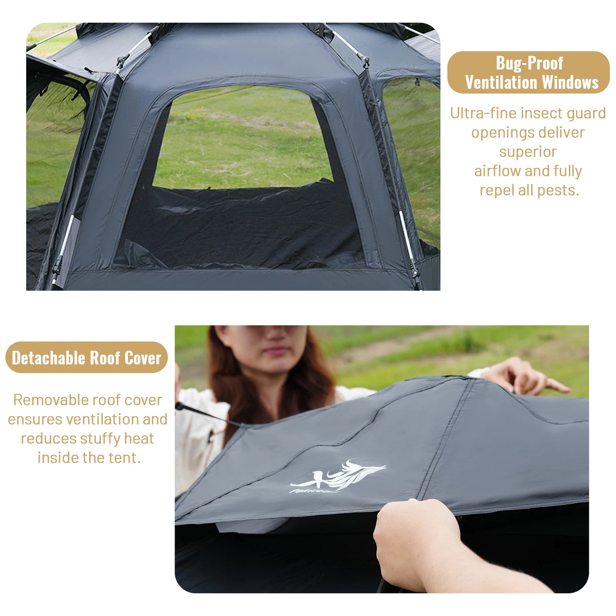 PAKICETUS Dome Camping Tent 2-5 Person Instant Setup 1 Minute Easy Assembly Double Doors Lightweight Portable Backpacking Tent for Outdoor Hiking