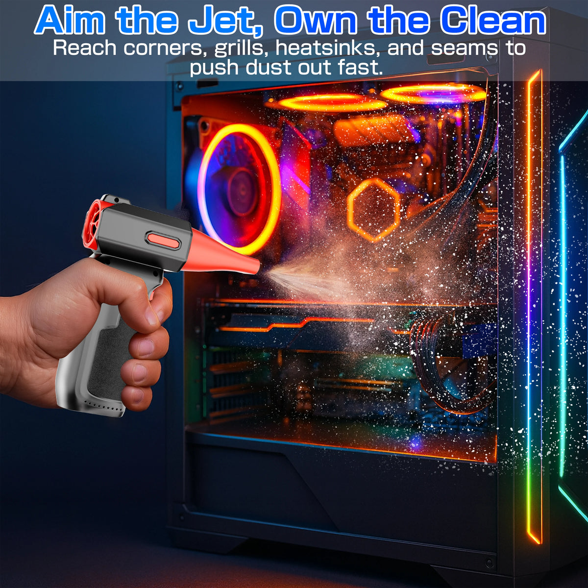 Turbo Fan Air Duster Air Blower Electric Dust Collector Hair Dryer Violent Jet Fan Cleaning Tools Universal Auto Accessories for Car Computer Keyboard Home Outdoors Camping