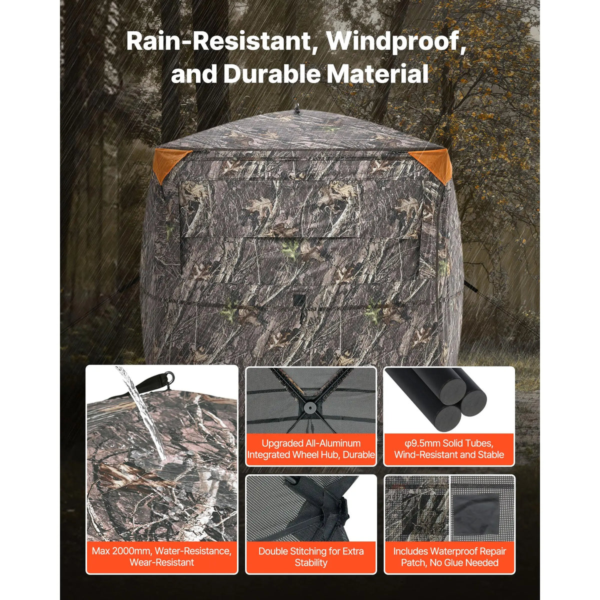 SucceBuy Hunting Blind 2-3 Person See Through Ground Blinds with Carrying Bag Silent Side Door and Window for Turkey and Deer