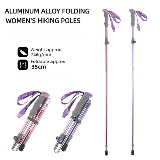 Professional Hiking Poles 7075 Aluminum Ultralight Folding Trekking Sticks for Trail Running Camping Men Women Outdoor Gear