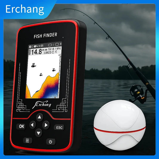 Erchang Fish Finder Wireless Sounder For Fishing 60m/197ft Depth Rechargeable Echo Sounder Sonar Fishing Portable Fish Finder