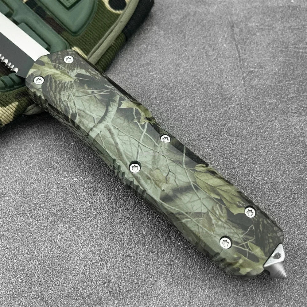 Multi-functional Pocket Folding Knife 440c Blade Green Zinc Alloy Handle with Pocket Clip Portable Outdoor Fruit Knife Camping Fishing Hunting Tool