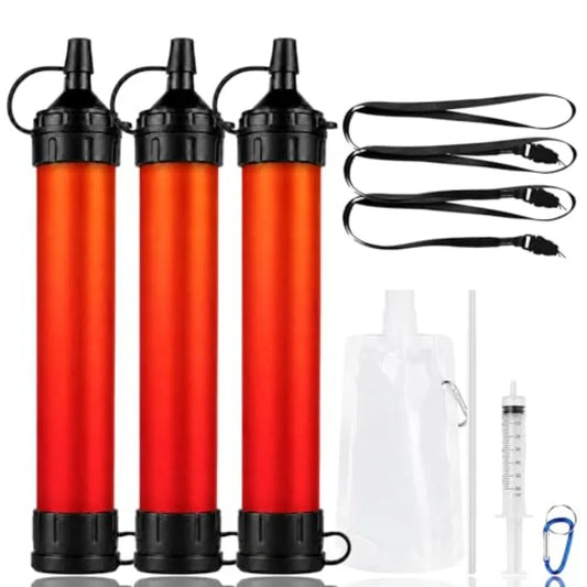 Water Filter Straw for Camping, Hiking, Travel, Biking Hollow Fiber Membrane, Black Filters 1500 Liters