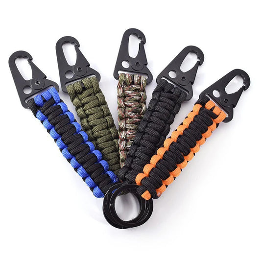 Outdoor Paracord Rope Keychain EDC Survival Kit Cord Lanyard Military Emergency Key Chain For Hiking Camping