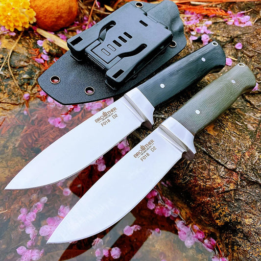 Brother Knife F018 Bushcarft D2 Hunting Knives Stone Wash Micarta Grips Sharp Fixed Blade Fishing Outdoor Knife
