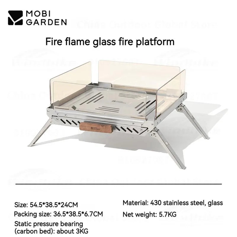 MOBI GARDEN Outdoor Camping Firewood Stove Burning Fire Platform 5.7KG Stove Cooking Tea Stainless Steel Heating Bonfire Rack
