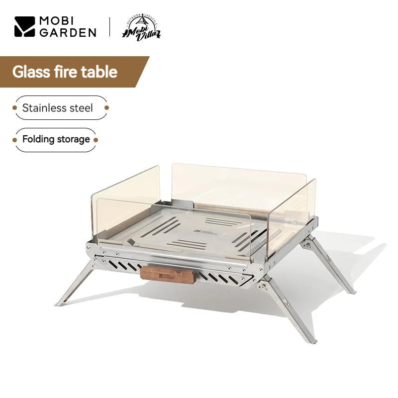 MOBI GARDEN Outdoor Camping Firewood Stove Burning Fire Platform 5.7KG Stove Cooking Tea Stainless Steel Heating Bonfire Rack