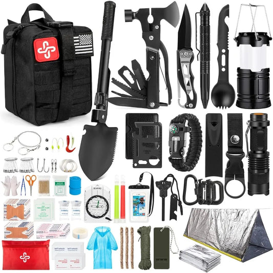 Accessories 250Pcs Survival Gear First Aid Kit with Emergency Tent and Molle Compatible Bag for Outdoor Adventure Hiking Hunting