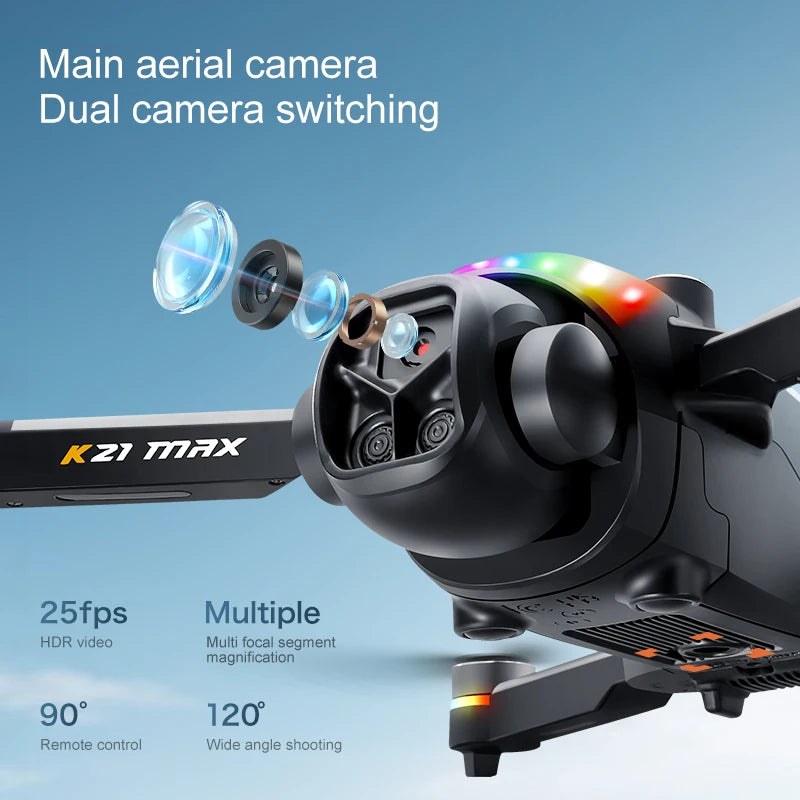 K21MAX Drone with 4.3" Screen Remote Controller, FPV Quadcopter with Optical Flow Hover & Auto Return-to-Home, Portable RC Drone for Beginners