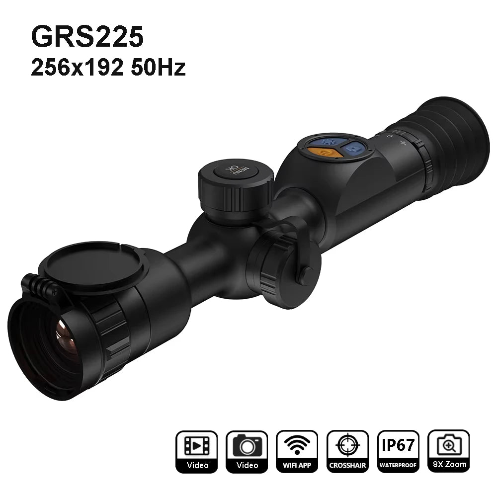 GOYOJO Thermal Imaging Scopes GRS225RF GRS225 Thermal Night Vision Scopes for Hunting 50Hz Thermal Imager Monocular with LRF WIFI Balli Calculator 8X Digital Zoom IP67  Long Range