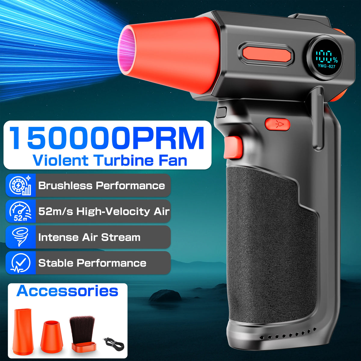 Turbo Fan Air Duster Air Blower Electric Dust Collector Hair Dryer Violent Jet Fan Cleaning Tools Universal Auto Accessories for Car Computer Keyboard Home Outdoors Camping