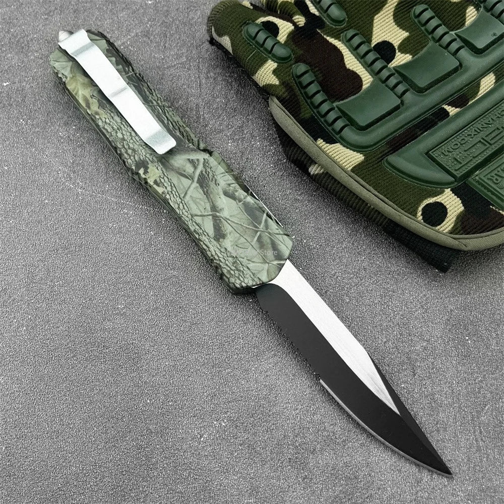 Multi-functional Pocket Folding Knife 440c Blade Green Zinc Alloy Handle with Pocket Clip Portable Outdoor Fruit Knife Camping Fishing Hunting Tool