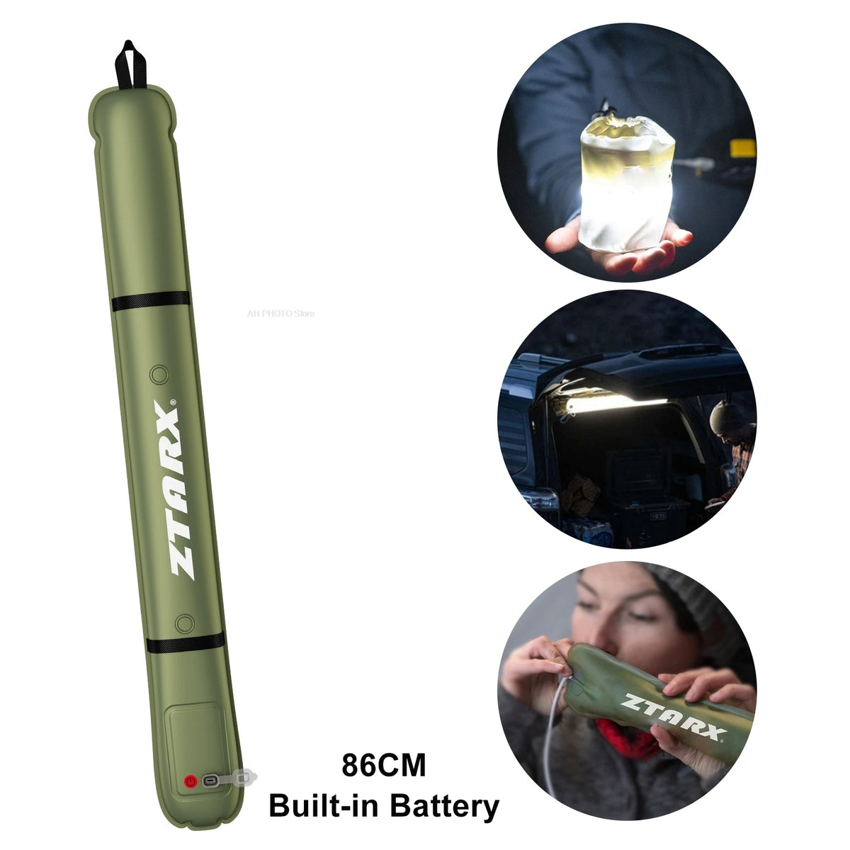 Ztarx Solar LED Tube Light Built-in Battery Inflatable IP66 Waterproof Folding Magnetic Fill Light for Car Camping USB Charging