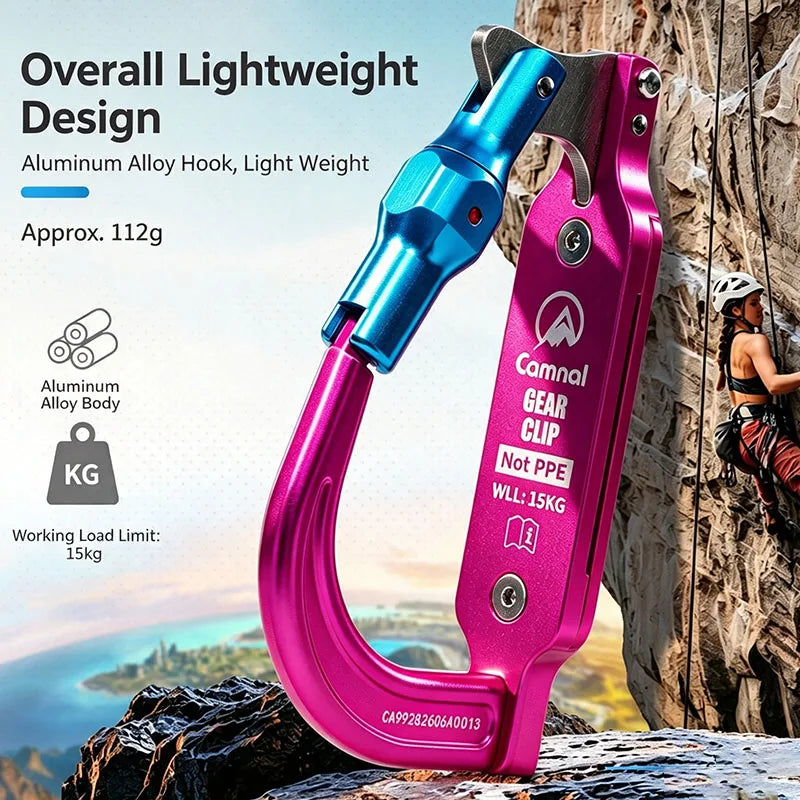 Metal Carry Clip Accessory Holder Clip for Caving and Rock Climbing, Screw Gate Hanging Clip for Hiking Camping and Small Item S