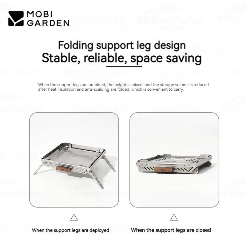 MOBI GARDEN Outdoor Camping Firewood Stove Burning Fire Platform 5.7KG Stove Cooking Tea Stainless Steel Heating Bonfire Rack