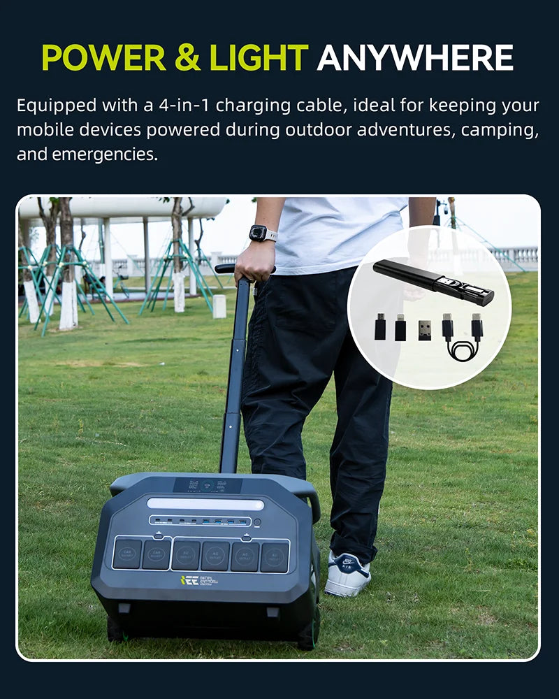 IEE P3200 Portable Power Station 3200W 2048Wh LiFePO4 Solar Generator Fast Charging EPS Backup Power for Home Emergency Camping RV Off-Grid Job Site
