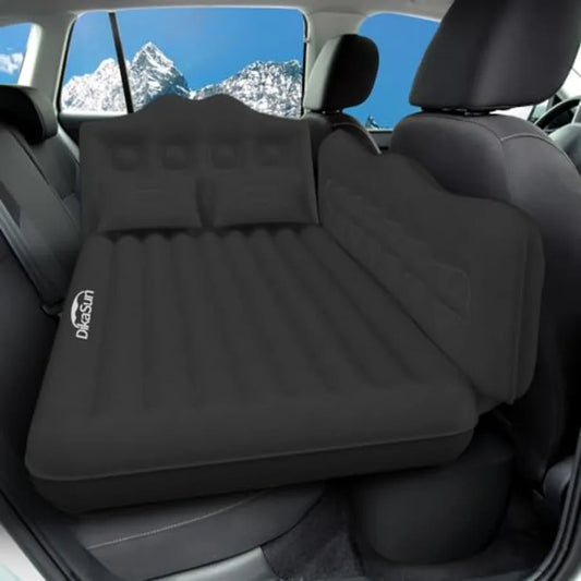Car Air Mattress for SUV Truck Camping Back Seat Use, PVC Material, Gray, Extra-Thick with Built-in Air Pump and 2 Pillows