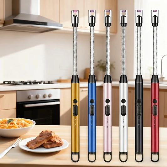 360 ° Rotatable Windproof Electronic Lighter, Stove Ignition Device, Equipped with a Durable Flexible Hose, USB Rechargeable, Suitable for Camping, Barbecuing, Emergency Survival, Outdoor Use, Also Ideal for Candles, Firepla