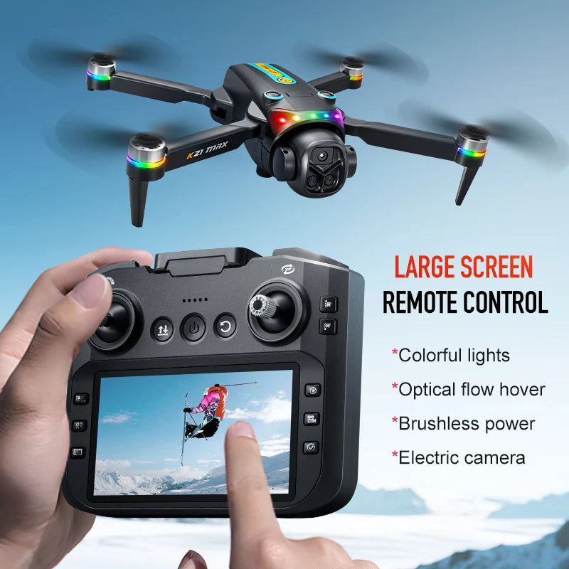 K21MAX Drone with 4.3" Screen Remote Controller, FPV Quadcopter with Optical Flow Hover & Auto Return-to-Home, Portable RC Drone for Beginners