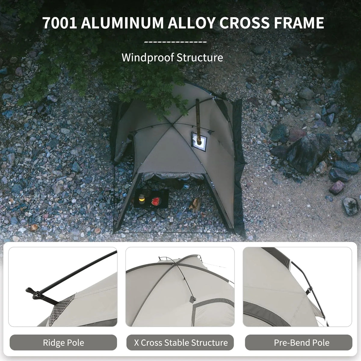 Naturehike Massif Hot Tent with Stove Jack Waterproof Windproof 4 Season Tent 2 Person Cold Weather Winter Tents for Camping