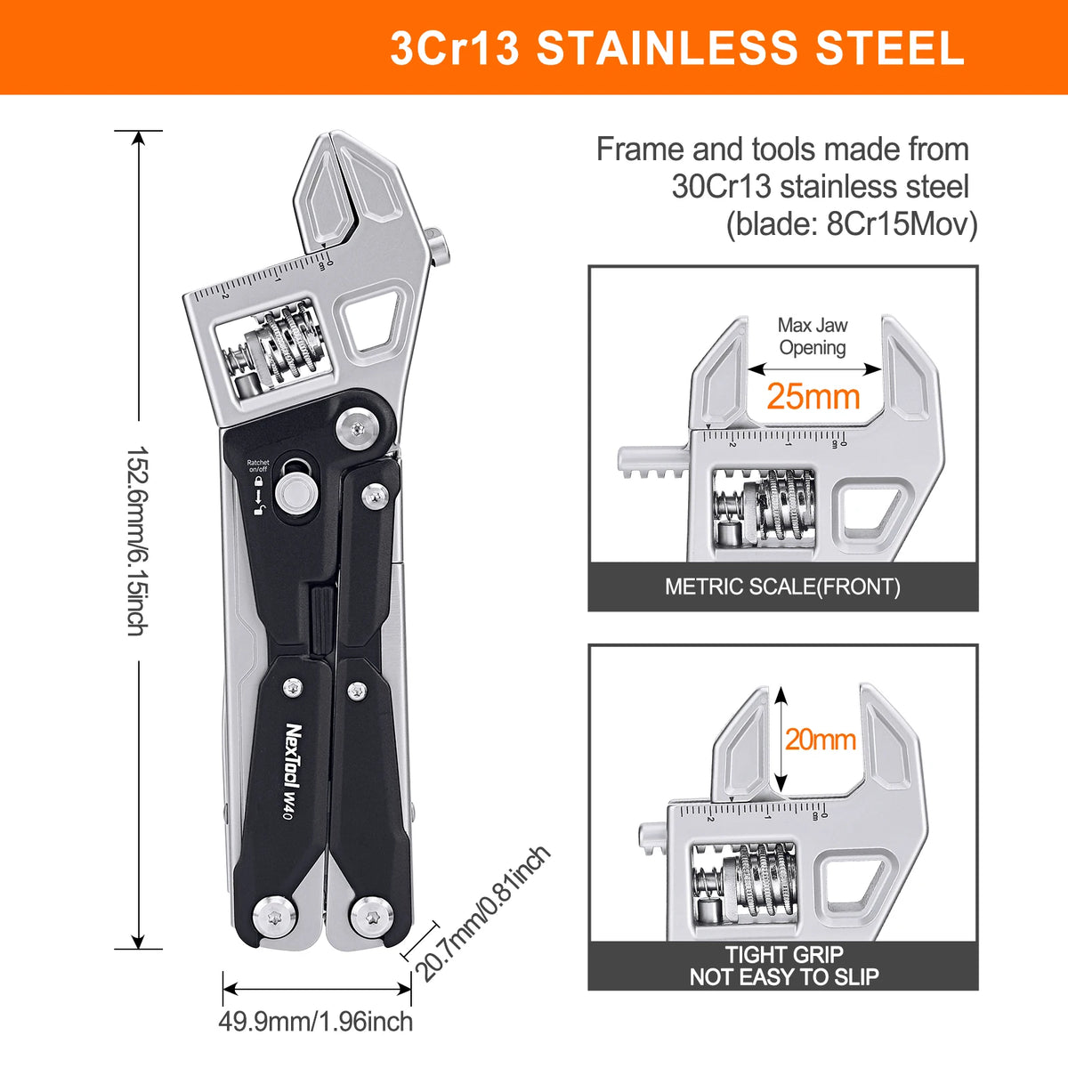 NexTool W4 Adjustable Wrench 11-in-1 Multitool Folding Pliers Screwdriver Saw Cutter Outdoor Camping Emergency Hand Tools